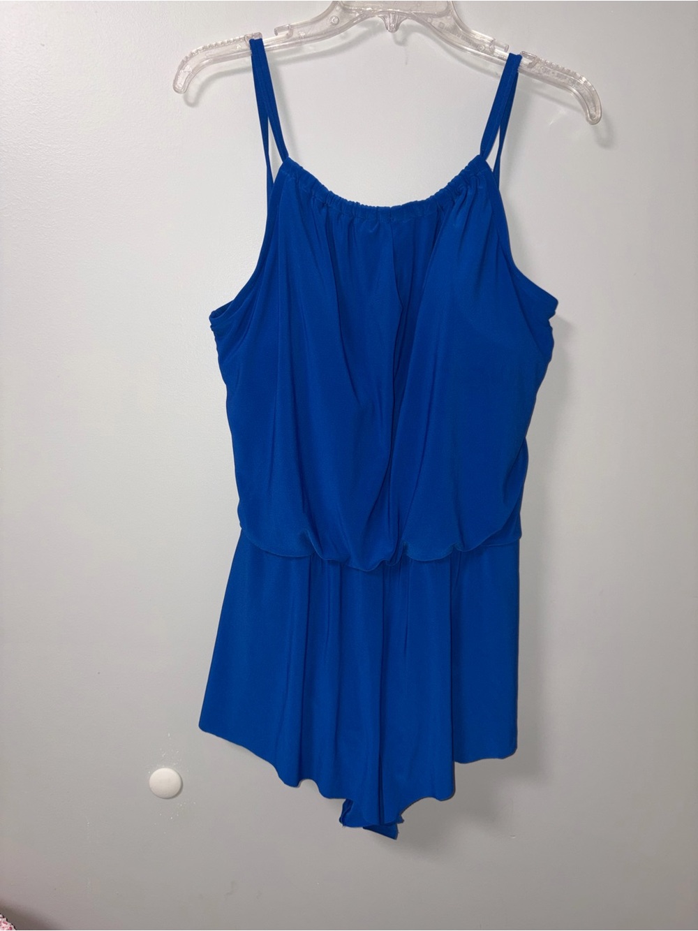Aqua Green Royal Blue One Piece Swimsuit Flowy Pockets Women’s L